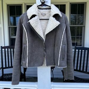 Gray Shearling Jacket with Cream Lining